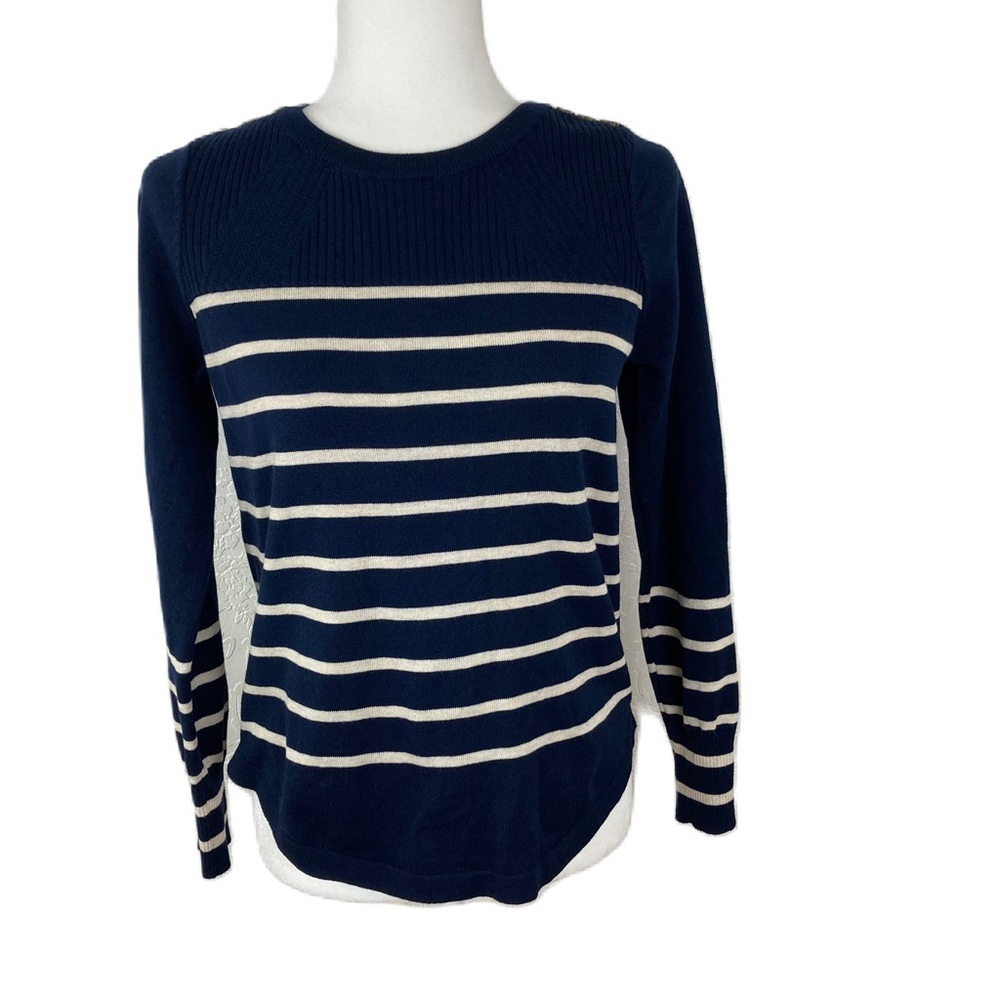 NWT Liz Claiborne Navy White Stripe Nautical Sweater Size PXS